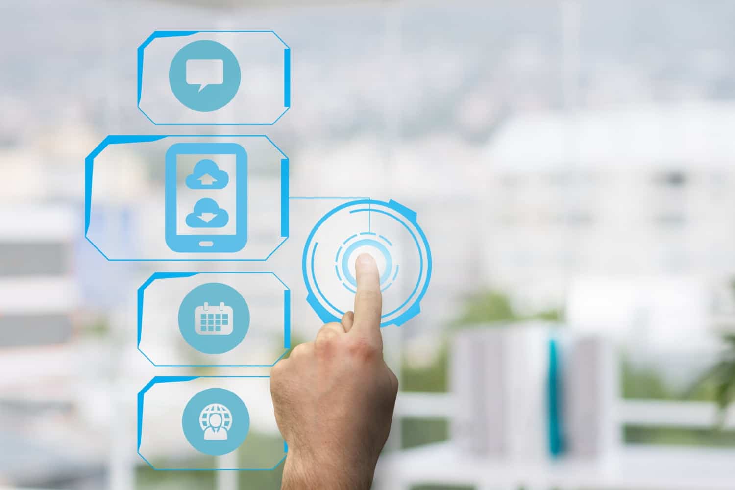 A fingertip pointing to a digital fingerprint on a clear screen, symbolizing biometric scanning and precision fingerprinting at Fingerscan Digital Inc in Las Vegas.