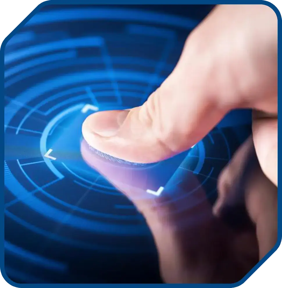 Finger touching a digital interface