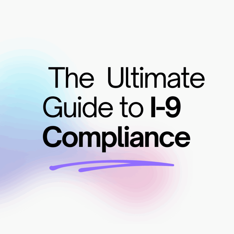 Graphic design reading “The Ultimate Guide to I-9 Compliance” representing I-9 verification services at Fingerscan Digital Inc.